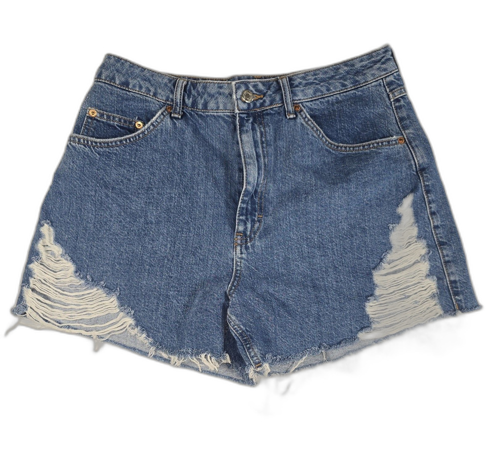 Topshop Womens Cut off Shorts Size 10 Medium Wash Beach Surf Sand Jean Shorts